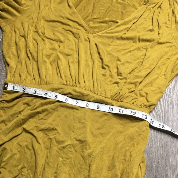 Free People Beach Miami Ruched Mini Dress Tea Leaf V Neck Party Mini Dress L - Picture 9 of 13